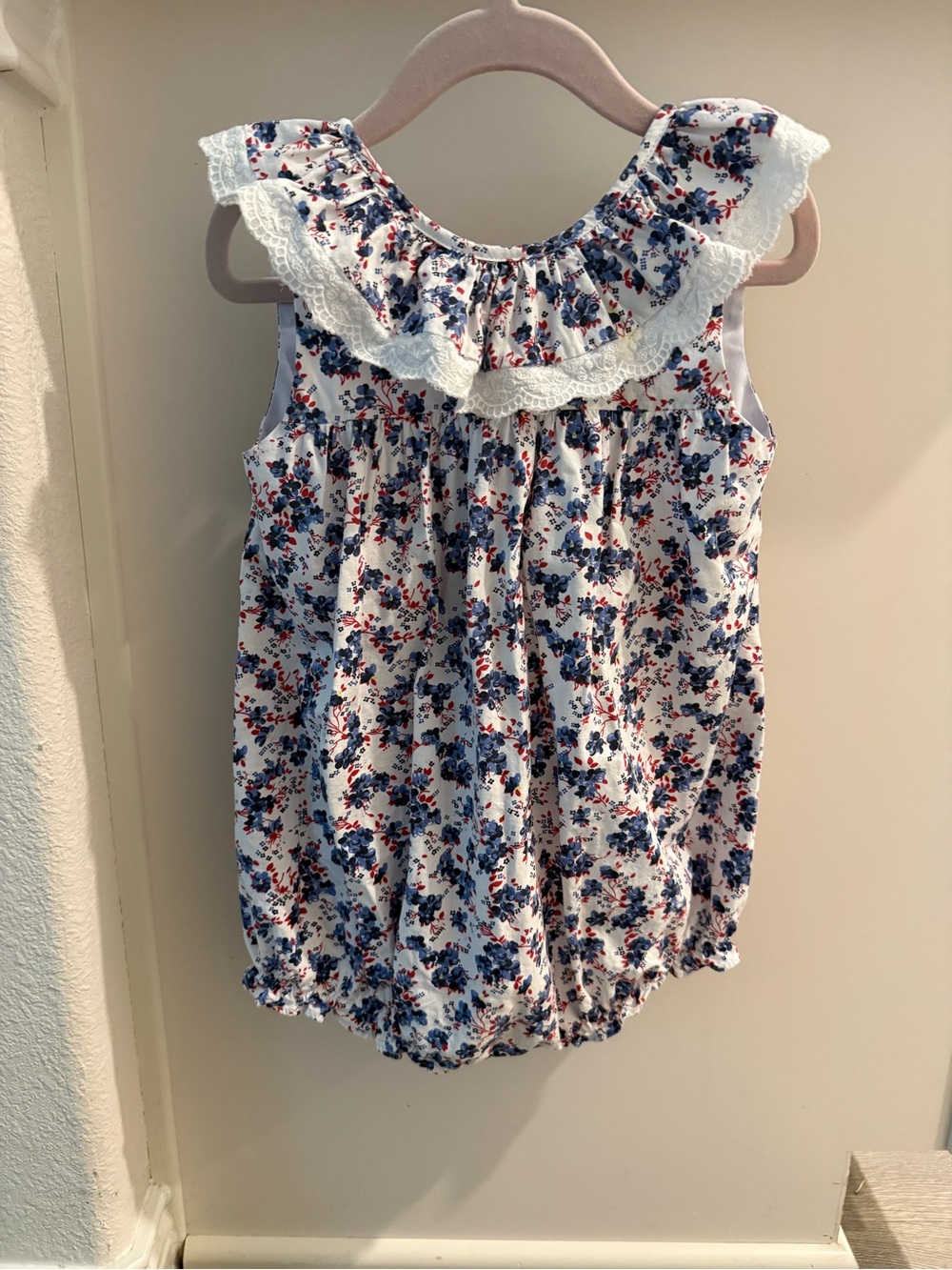 White Floral Lace-Trim Tank One-Piece for Kids